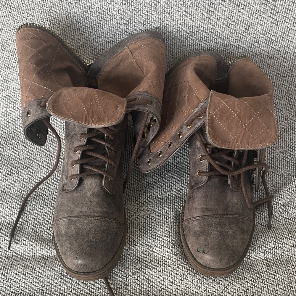 Dollhouse Charcoal Lace-Up Moto Boots - Picture 12 of 16